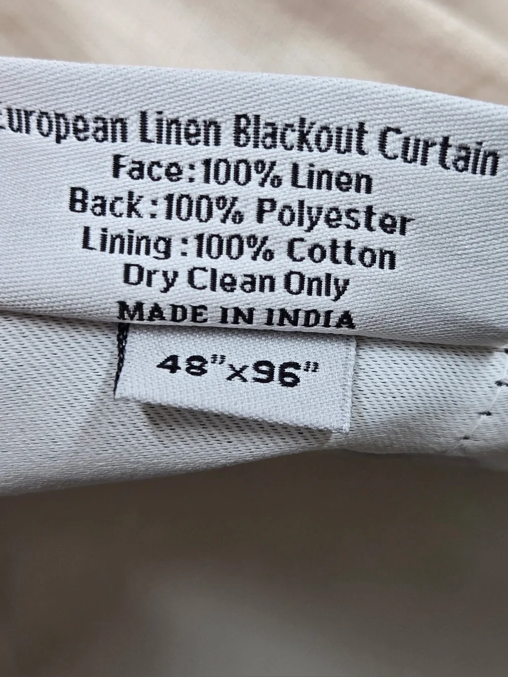 QUINCE Set Of 2 48x96 European Linen True Blackout Curtains Sand 0792